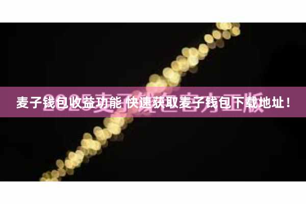 麦子钱包收益功能 快速获取麦子钱包下载地址！