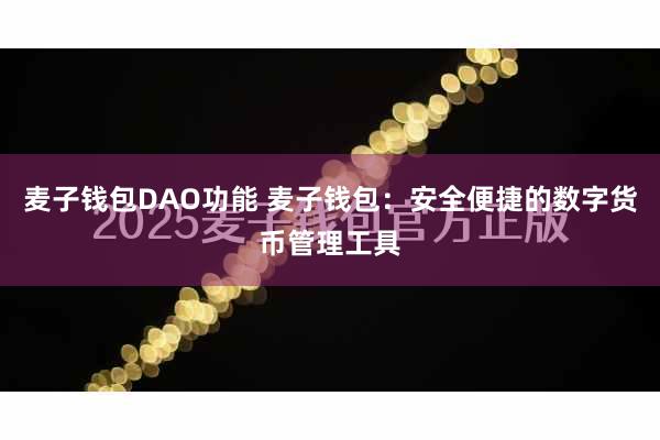 麦子钱包DAO功能 麦子钱包：安全便捷的数字货币管理工具