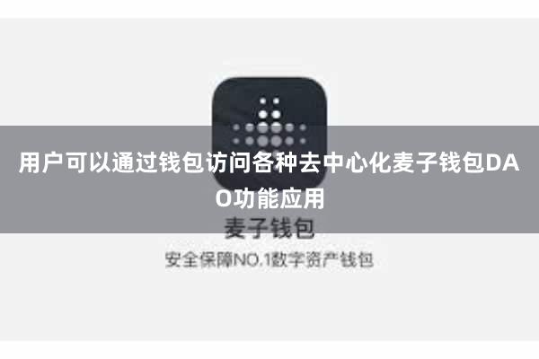 用户可以通过钱包访问各种去中心化麦子钱包DAO功能应用